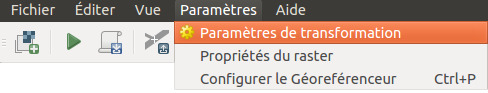 Menu Paramètres, Paramètres de transformation